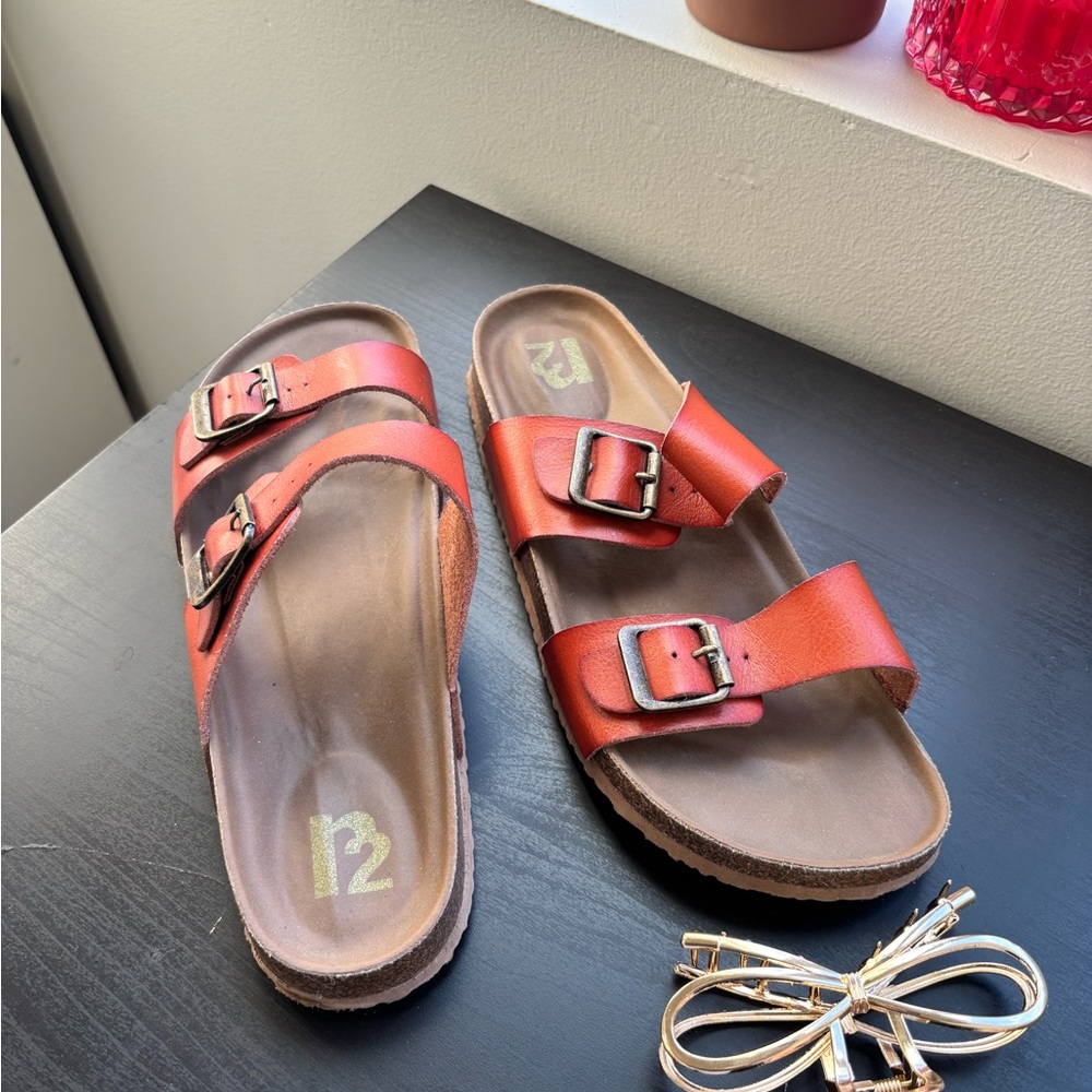 Red Double Strap Sandals
